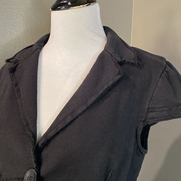 Y2K Shrug Jacket Cropped Soft Knit Sweatshirt Blazer Black - Picture 2 of 10